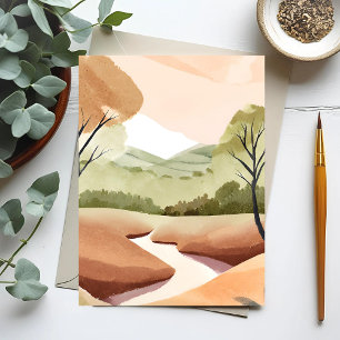 Nature’s River   Natural Watercolor Landscape Postcard