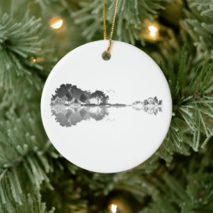 Nature’s Song: Forest Landscape Guitar Art Ceramic Ornament