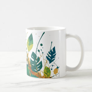 Nature’s Splash – Vibrant Abstract Leaf Art for Coffee Mug