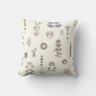 Nature’s Touch Blue Brown Throw Pillow