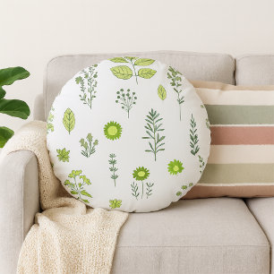 Nature’s Touch Green Tones Round Pillow