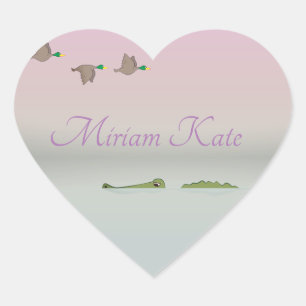Nature Scene (ducks, gator) Heart Sticker