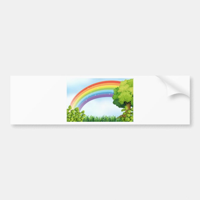 Nature scene with rainbow bumper sticker (Front)