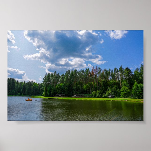 Nature Scenery Landscape Lake Boat Belarus Poster (Front)