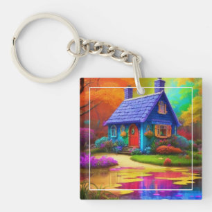Nature Scenery with Cottage and Lake-38566 Keychain