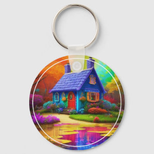 Nature Scenery with Cottage and Lake-38566 Keychain
