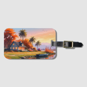 Nature Scenery with Lake and Palm Trees-34219 Luggage Tag