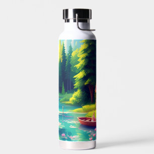 Nature Scenery with Pink Cottage Water Bottle