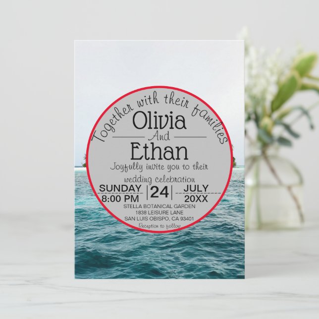 nature seaside island Wedding Invitation (Standing Front)