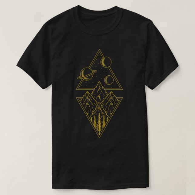 Nature space mountains lines T-Shirt (Design Front)