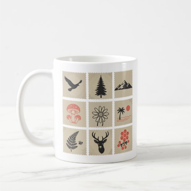 Nature stamp collage coffee mug (Left)