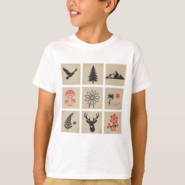 Nature stamp collage T-Shirt (Front)