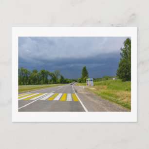 Nature Stormy Landscape Scenery Road Belarus Postcard