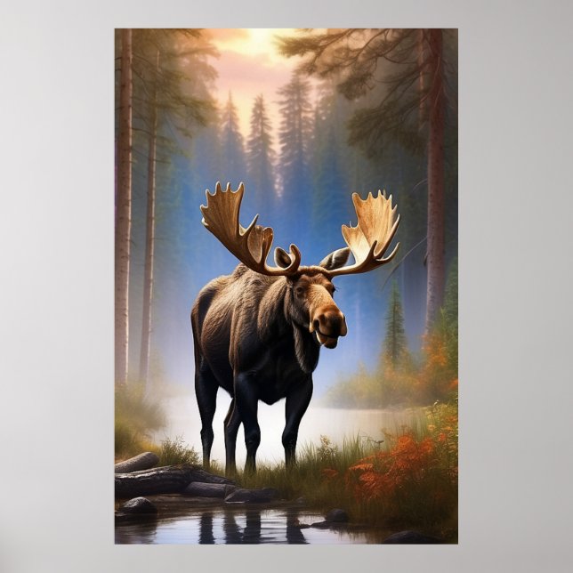 *~* Nature STREAM AP49 MOOSE Forest  Poster (Front)