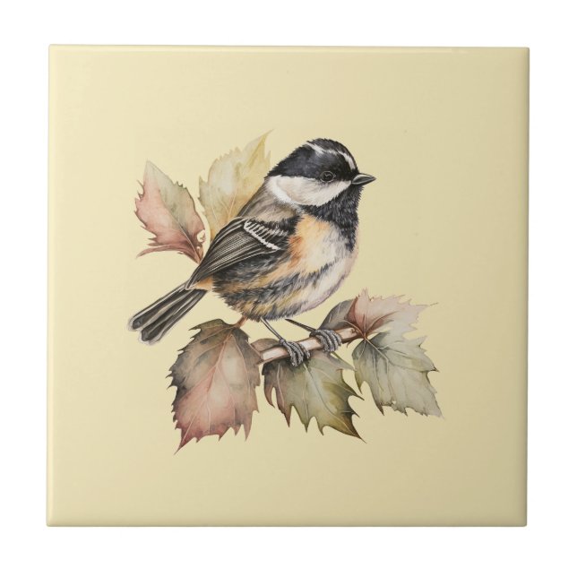 Nature Style Coal Tit Ceramic Tile (Front)