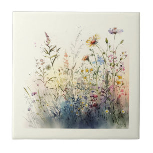 Nature Style Field Flowers Ceramic Tile