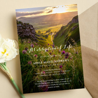 Nature Sun Mountains Celebration of Life Funeral Invitation