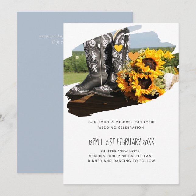 Nature Thème Mariage abeilles Campagne Invitations (Devant / Derrière)