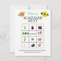Nature Theme Scavenger Hunt Game Card