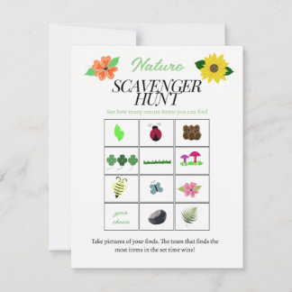Nature Theme Scavenger Hunt Game Card
