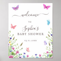 Nature Themed Butterflies Baby Shower Welcome
