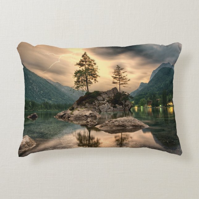 Nature Travels - Water Mountains Landscape Accent Pillow (Front)
