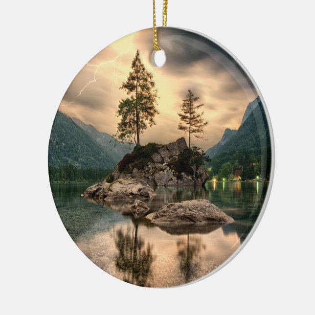 Nature Travels - Water Mountains Landscape Ceramic Ornament (Left)