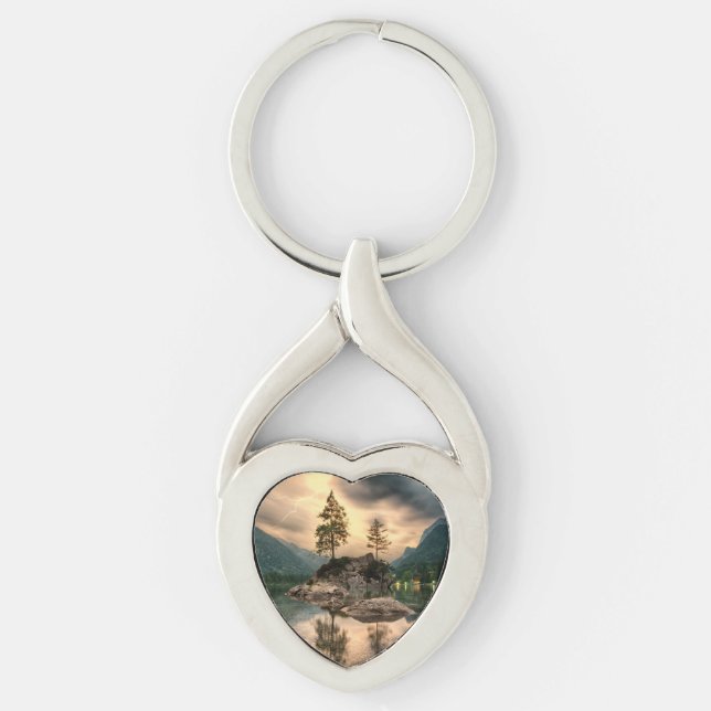 Nature Travels - Water Mountains Landscape Keychain (Front)