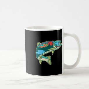 Nature Trout Illustration Vintage Fly Fishing Retr Coffee Mug