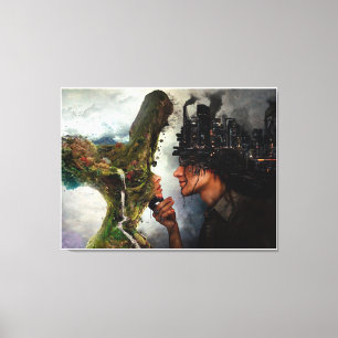 Nature vs Civilization Canvas Print