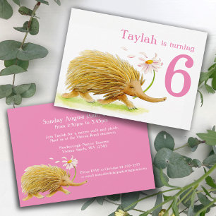 Nature walk echidna girls 6th birthday invites