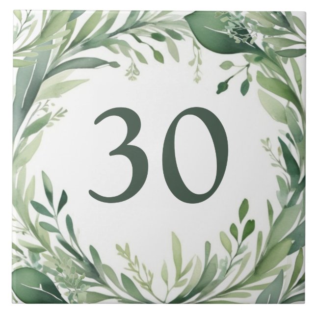 Nature Watercolor Custom House Number Plate Sign Tile (Front)