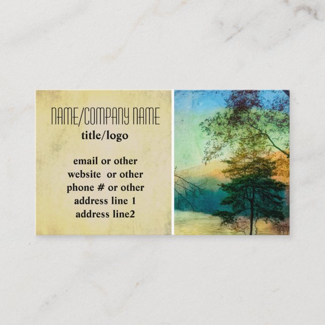 nature watercolor trees artistic custom business card (Front)