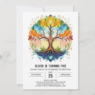Nature Whimsical Tree of Life Birthday Invitation