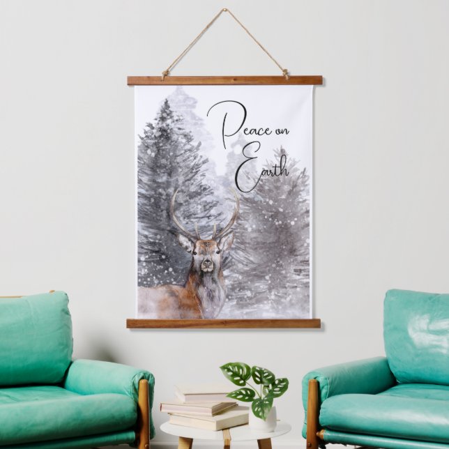 Nature Winter Scene Peace on Earth  Hanging Tapestry (Living Room)