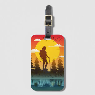 Nature Women Hiking Sunset Luggage Tag