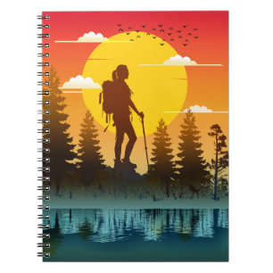 Nature Women Hiking Sunset Notebook