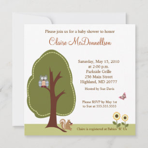 Nature Woodland 5x5 Baby shower Invitation
