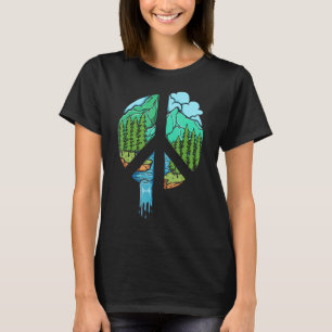 Nature World Peace Sign Forest Nature  Campers Hik T-Shirt