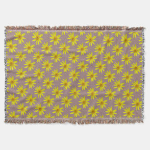 Nature Yellow Garden Flowers on Custom Colour Throw Blanket