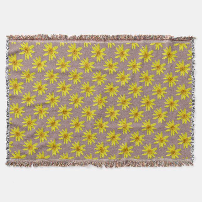 Nature Yellow Garden Flowers on Custom Colour Throw Blanket (Front)