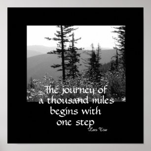  nature zen quote the journey black and white  poster
