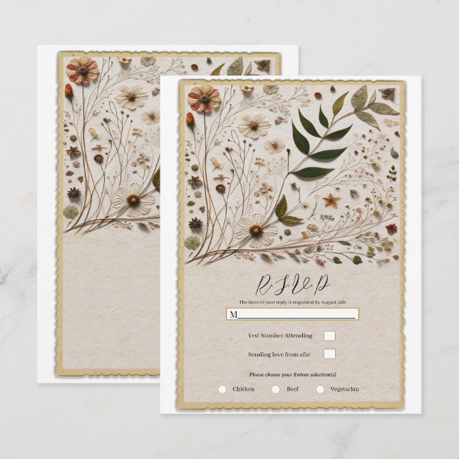 Nature's Beauty Botanical Flowers & Leaves RSVP Invitation (Front/Back)