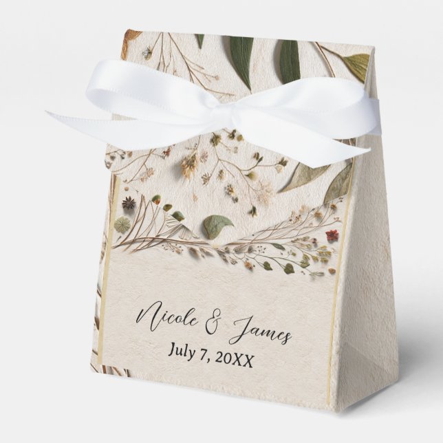 Nature's Beauty Botanical Flowers & Leaves Wedding Favor Box (Front Side)