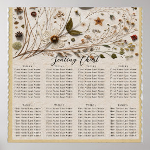 Nature's Beauty Botanical Flowers & Leaves Wedding Poster