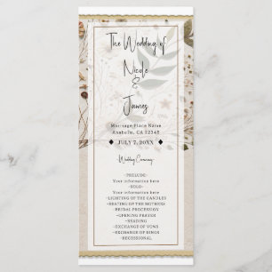 Nature's Beauty Botanical Flowers & Leaves Wedding Program