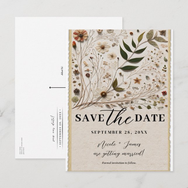 Nature's Beauty Botanical Flowers Save the Date Announcement Postcard (Front/Back)