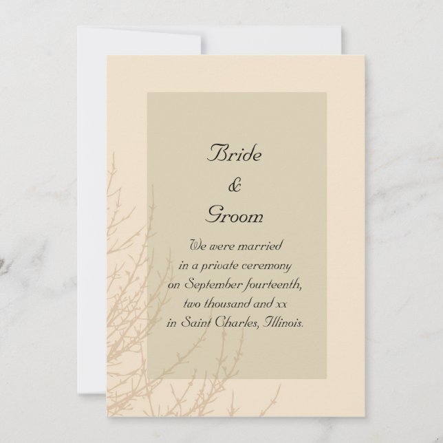 Nature's Branches Marriage / Elopement Announce Announcement (Front)