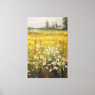 Nature's Canvas: Oil Painting of Wildflowers Canvas Print