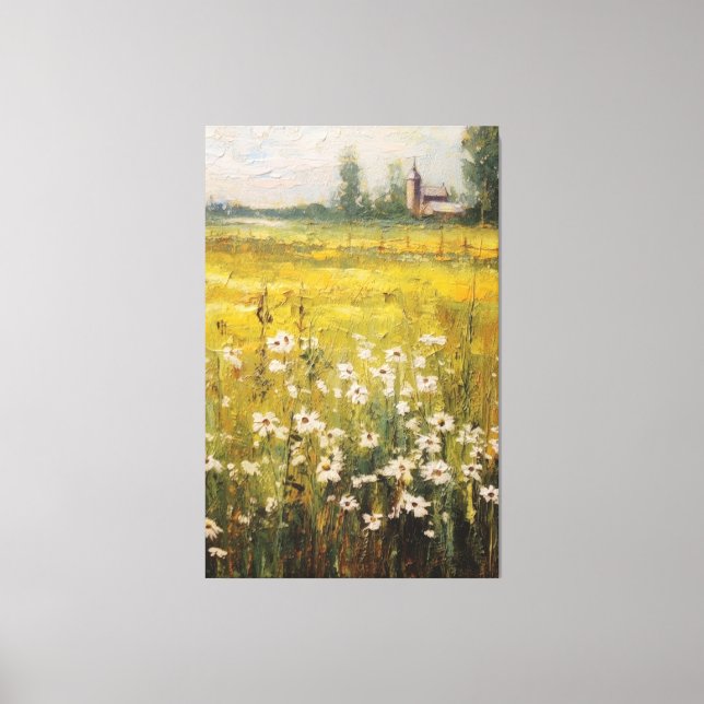 Nature's Canvas: Oil Painting of Wildflowers Canvas Print (Front)